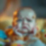 Newborn baby crying with a concerned expression