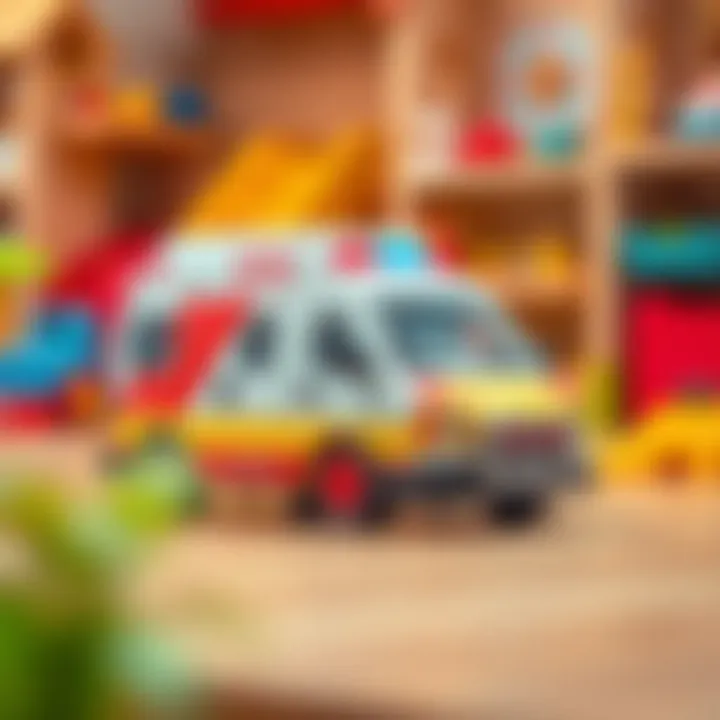 An ambulance toy in a child's play environment