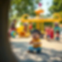 Children playing joyfully in a well-equipped playground