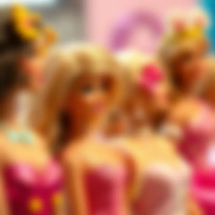 A timeline showcasing the history of Barbie dolls