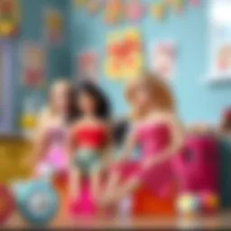 A colorful Barbie doll set promoting imaginative play