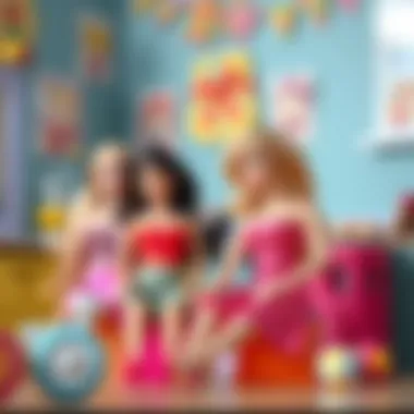 A colorful Barbie doll set promoting imaginative play