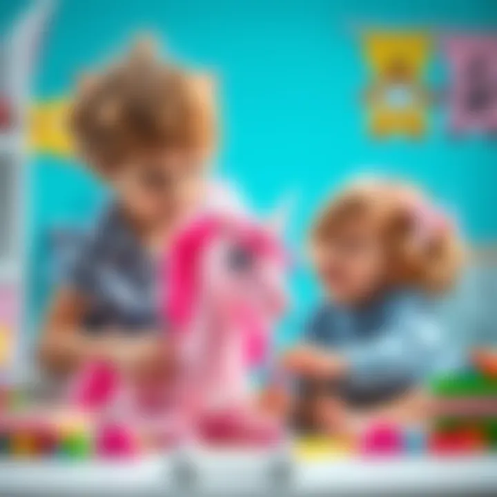 Children playing joyfully with Barbie Unicorn, showcasing creativity.