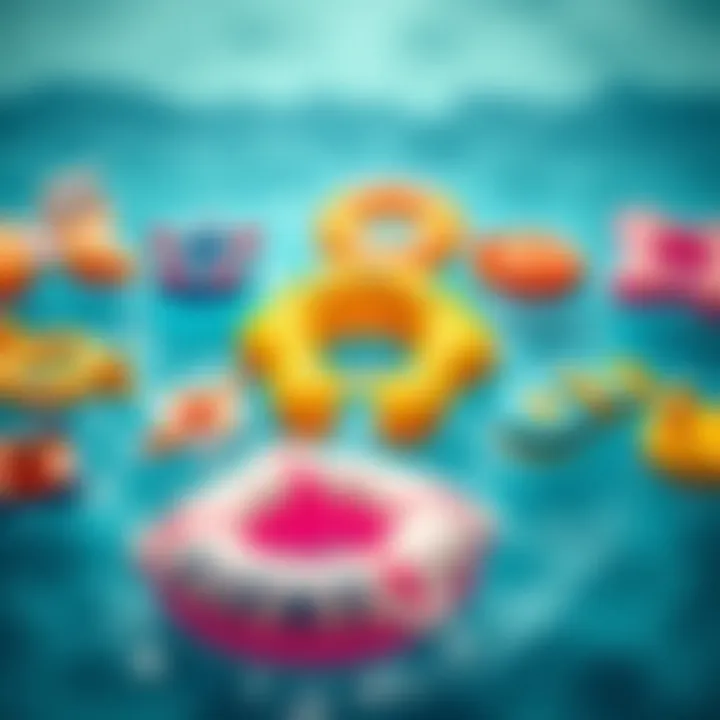 Different types of baby floatation devices displayed