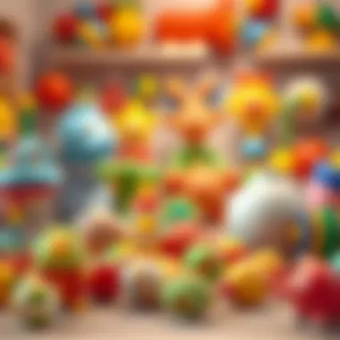 A colorful array of baby toys providing sensory stimulation