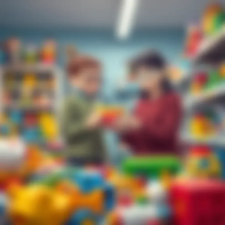 A parent choosing safe toys for their child