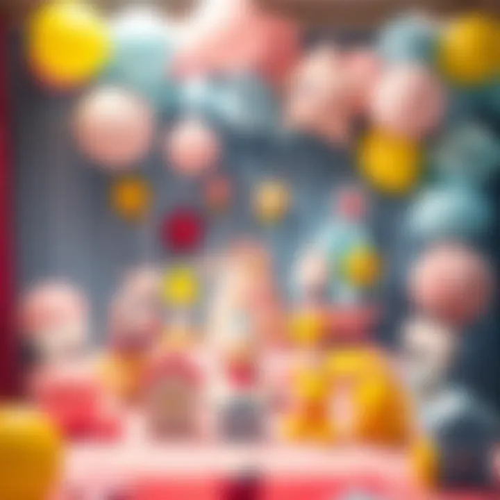 Themed Baby Party Table Decorations A beautifully decorated baby party table with balloons and themed decorations