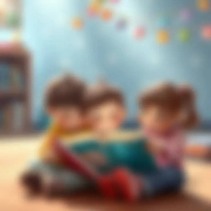Children engaged in reading together, showcasing the joy of books.
