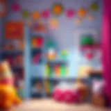 A cozy reading nook with a small bookshelf filled with colorful books.