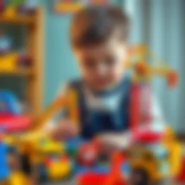 Child engaging with construction toys
