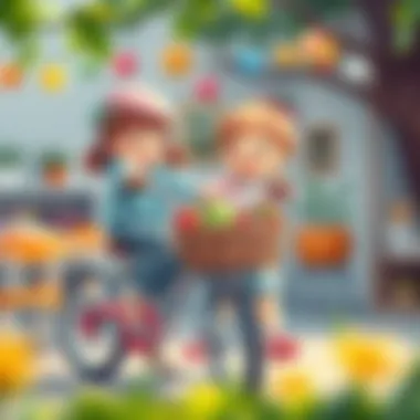 Children playing with a bicycle basket in a therapeutic setting