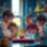 Children engaging with scientific experiments in a playful environment