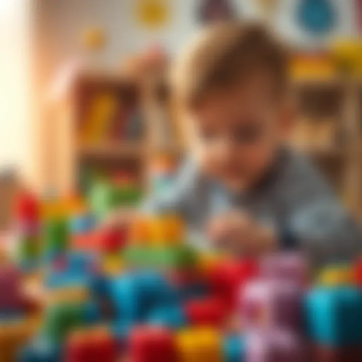 A child engaging with colorful building blocks that promote creativity.