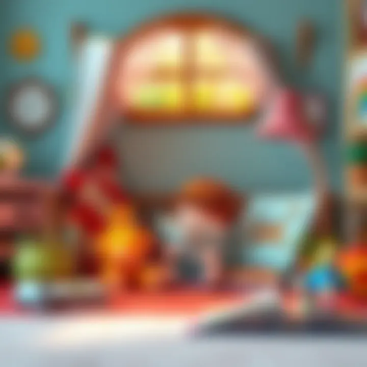 A cozy reading nook with picture books suitable for toddlers.