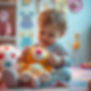 A child playing with a soft plush toy promoting emotional development