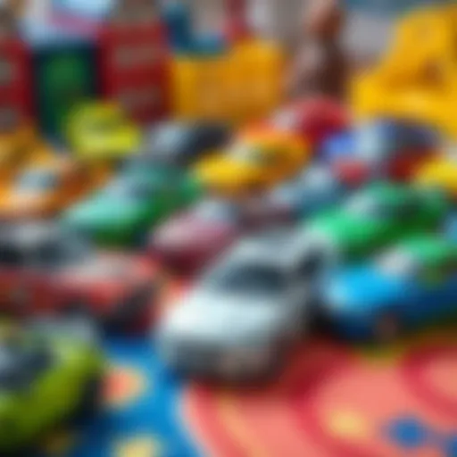 Diverse BMW Toy Cars A vibrant collection of BMW toy cars arranged on a play mat.