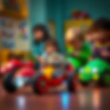 Children Engaging with Insect Cars Children engaging with insect cars in a learning environment.