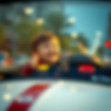 Child enjoying driving an electric car