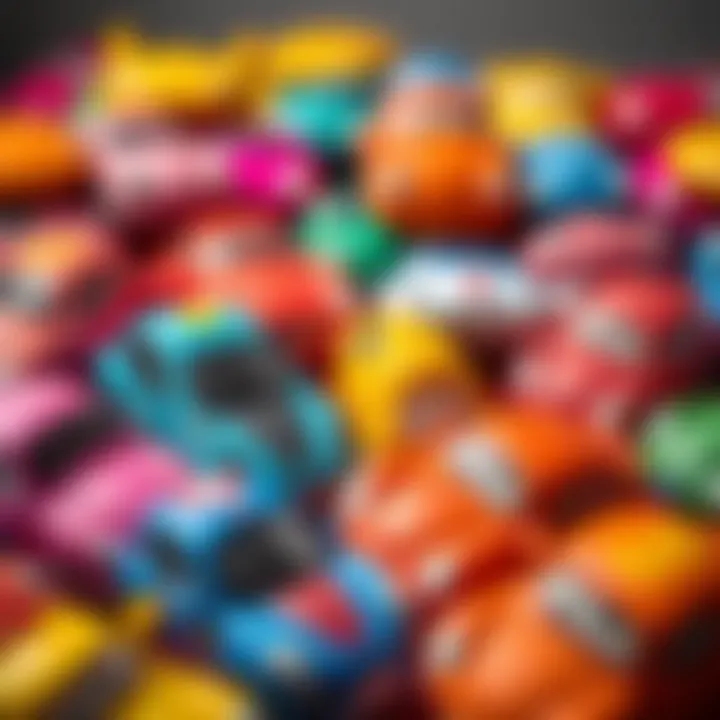 A colorful collection of car pillows arranged in a playful setting.