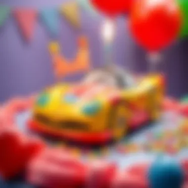 Colorful race car birthday cake