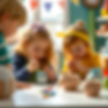 Children engaged in ceramic crafting