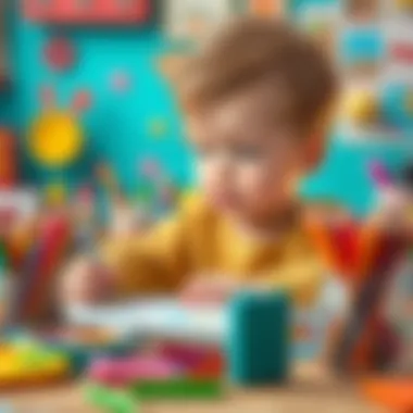 Child engaged in creative activities with art supplies