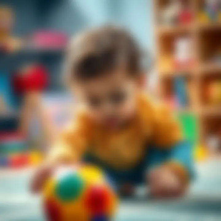 Child Developing Motor Skills Child developing motor skills with colorful ball