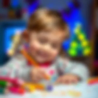 A child joyfully drawing with colorful pens, illustrating creativity in action
