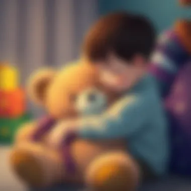 Emotional Bonding Through Teddy Bears An illustration depicting a child hugging a teddy bear, representing emotional support
