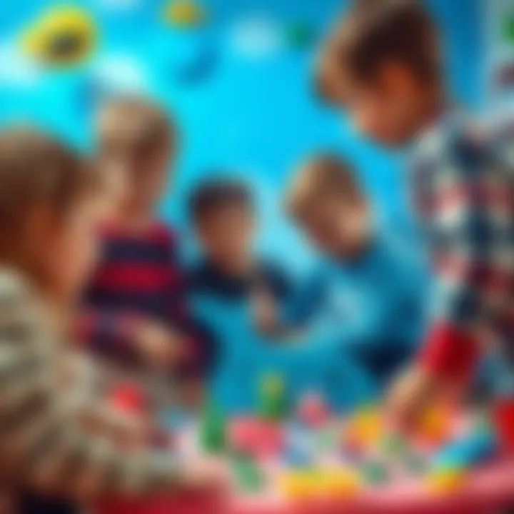 Children collaborating and communicating while playing the shark game