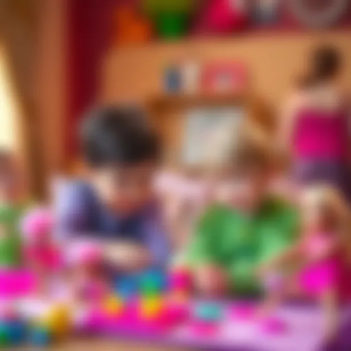 Children engaging in creative play with Barbie dolls