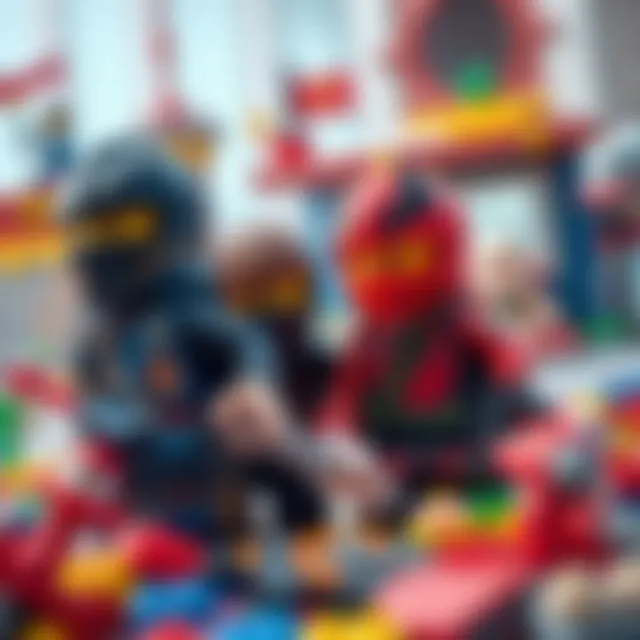 Children engaging in creative play with Lego Ninjago sets, illustrating teamwork and imagination