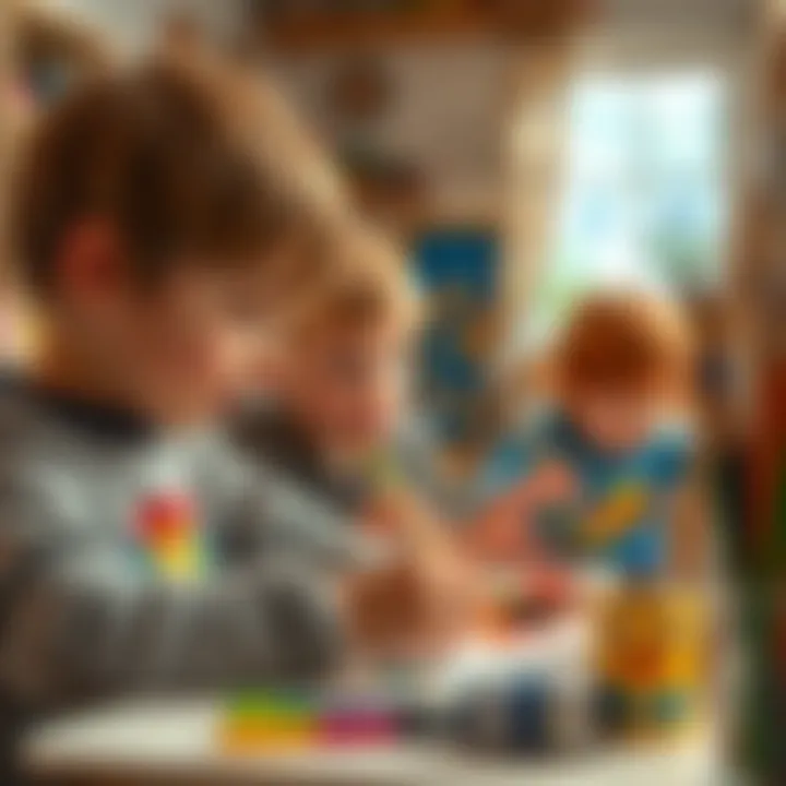 Children engaged in painting Jackson Storm