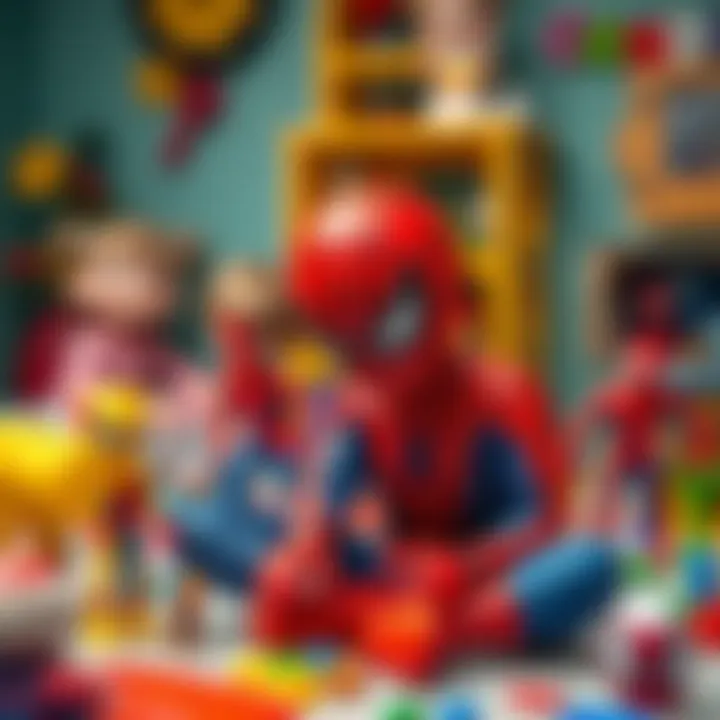 Children playing with Spider-Man toys and engaging in imaginative play