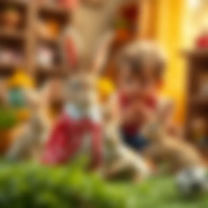 Imaginative Play: Rabbits as Catalysts for Creativity Children engaging in imaginative play with rabbit figures