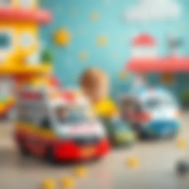 Children using their imagination with toy emergency vehicles