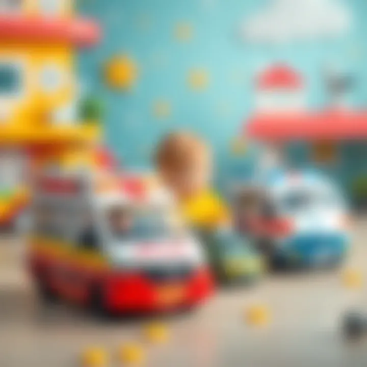 Children using their imagination with toy emergency vehicles