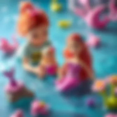 Children playing with Barbie mermaid dolls