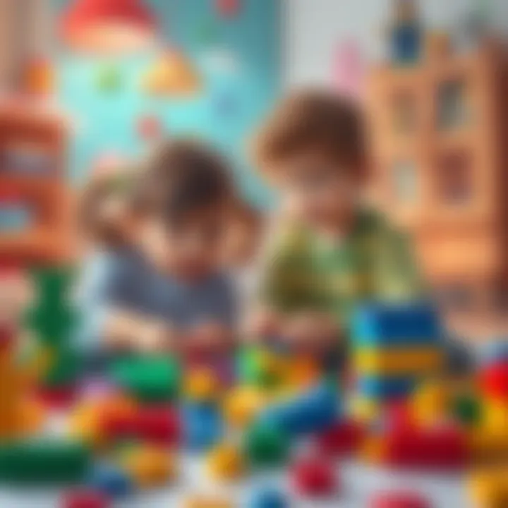 Children engaging with Lego blocks, enhancing imagination