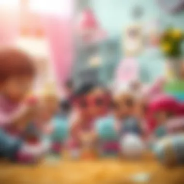 Joyful Playtime with LOL Surprise Dolls Children playing joyfully with LOL Surprise dolls in a vibrant setting