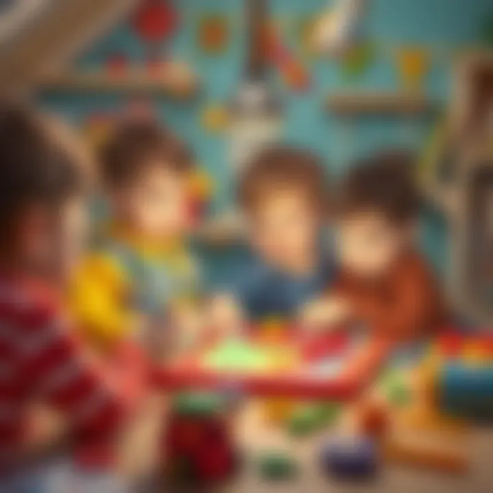 Children playing with educational toy tools