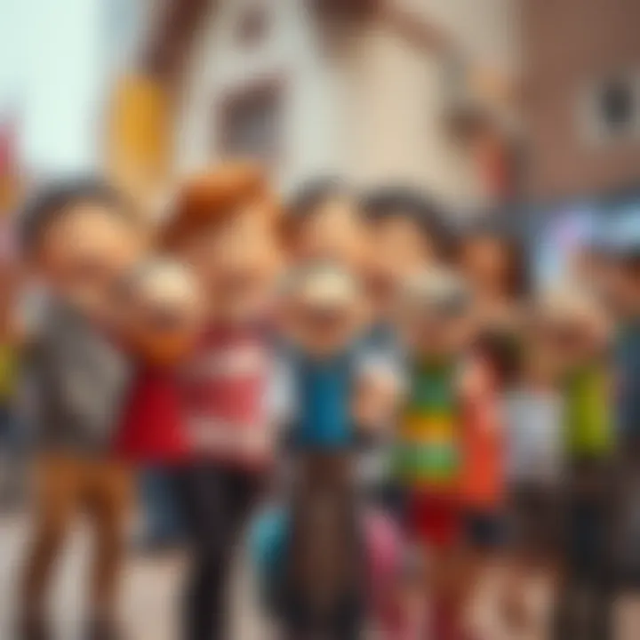 Group of kids displaying their stick figures happily