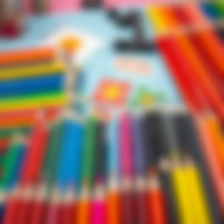 Vibrant colored pencil set arranged artistically