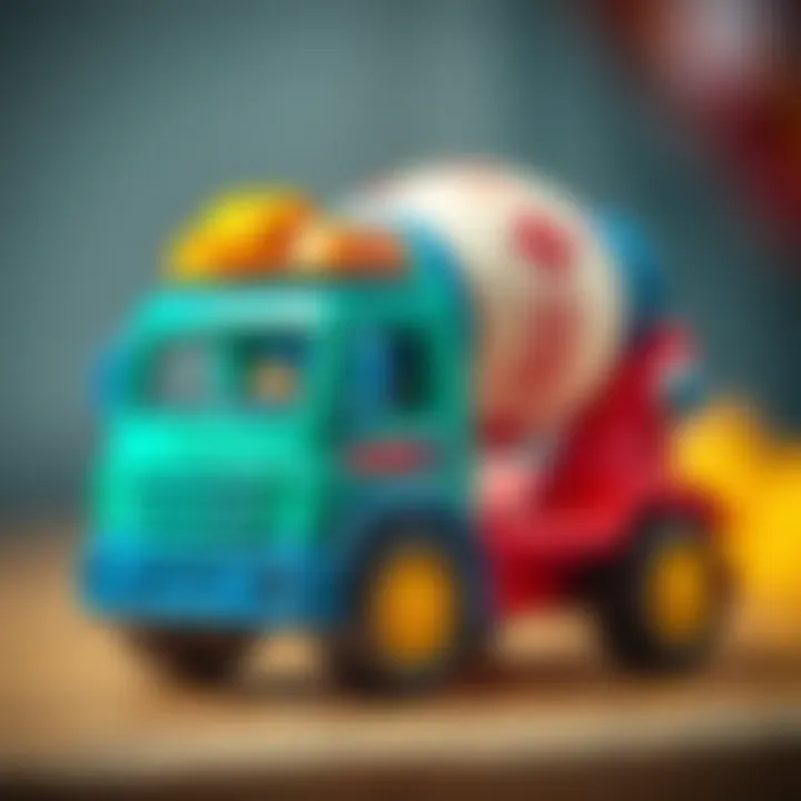 Children's Toy Mixer Truck Close-up of a colorful toy mixer truck for children.