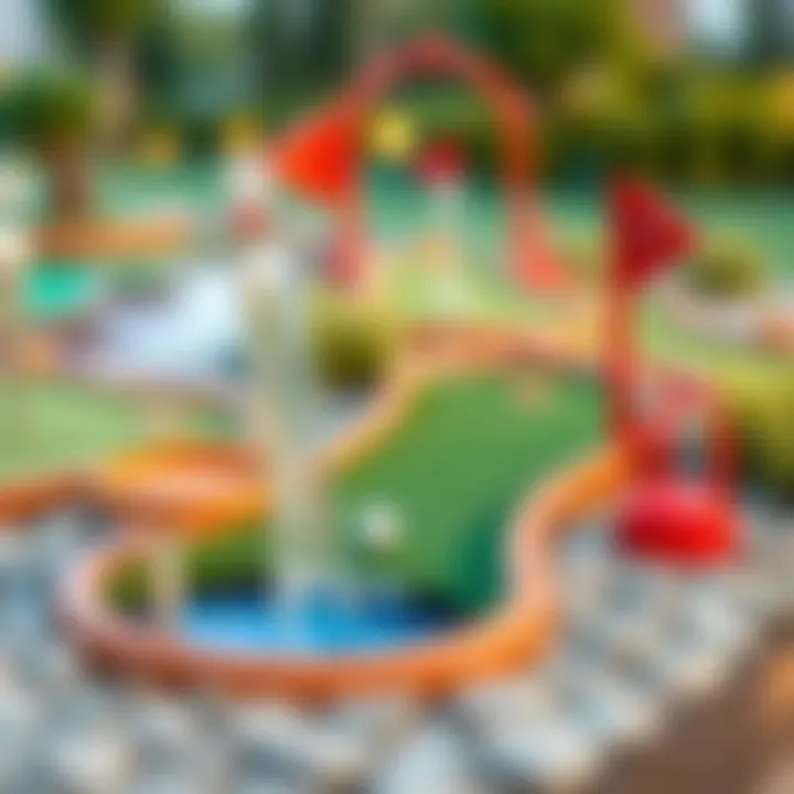 Creative mini golf hole featuring a water trap