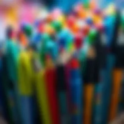 A vibrant assortment of artistic pens showcasing their unique colors and designs