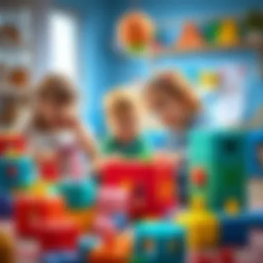 Children interacting with cube educational toys