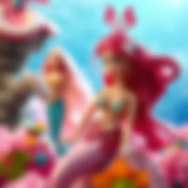 Artistic representation of cultural influences on Barbie mermaids