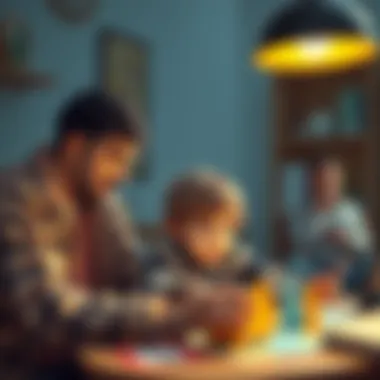 Parents observing their children during a detective game