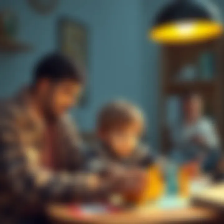 Parents observing their children during a detective game